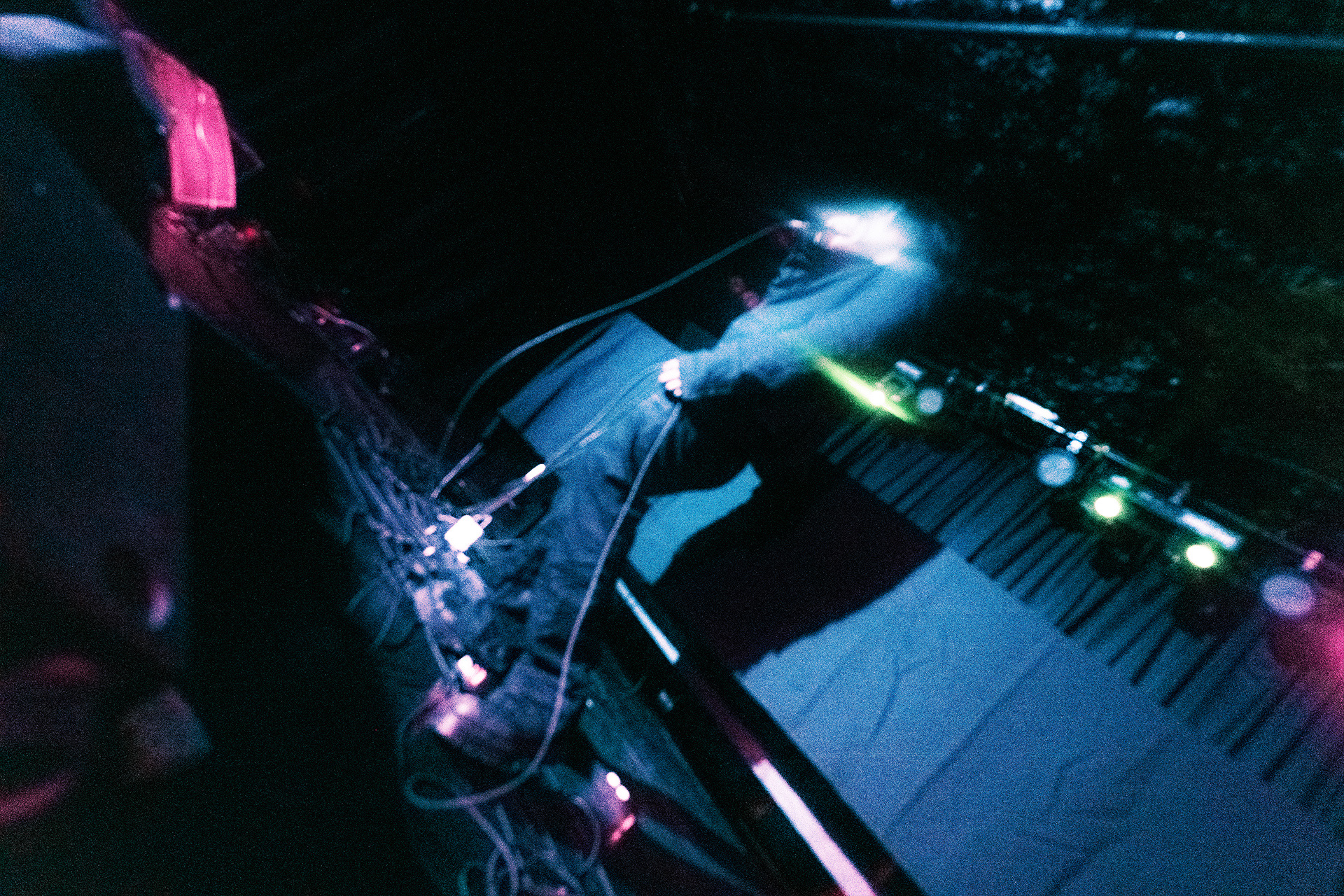 abstract glitch lights over gear