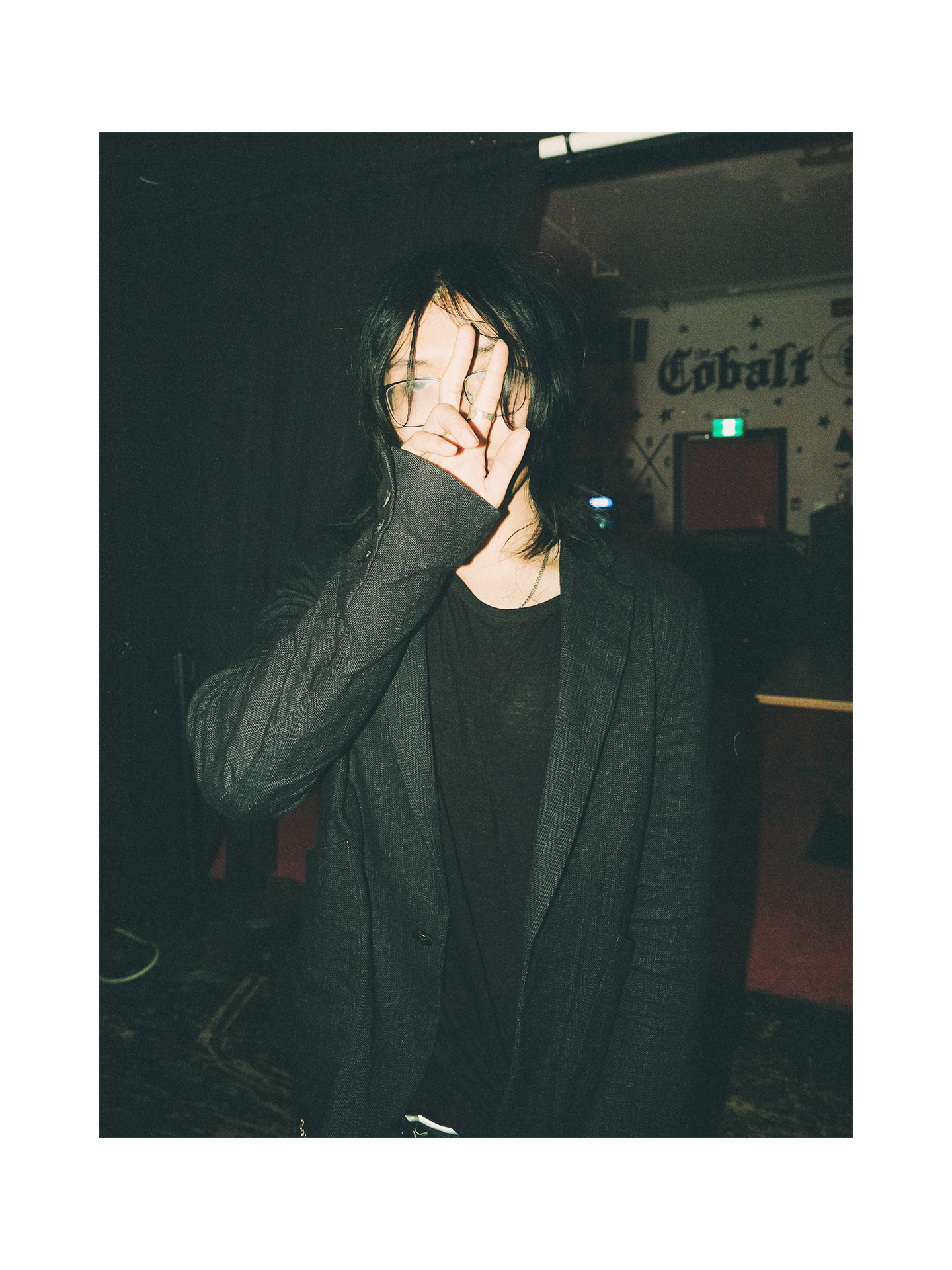 nomu, flash portrait, hand over face